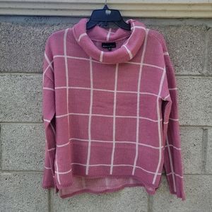 Alison Andrews Small Slide Split Pink Patterned Cowl Neck Sweater